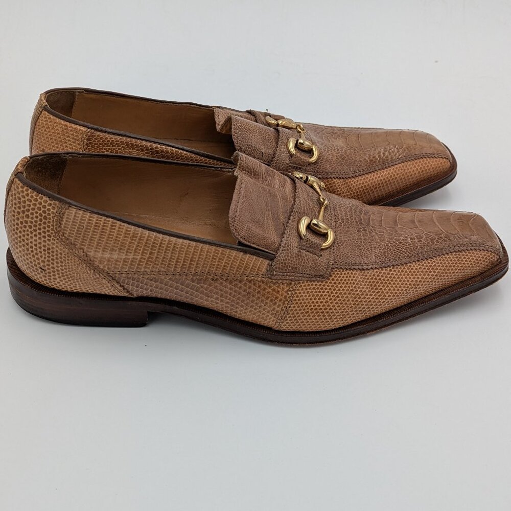 David Eden Ostrich Leg Lizard Loafers Men’s Dress Shoes Size 11Tan Cognac Color